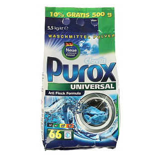 Универсальный стиральный порошок purox universal торговой марки purox 5,5кг