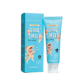 Consly Dinos Smile Д Детская гелевая зубная паста c ксилитом и вкусом пломбира, 60г