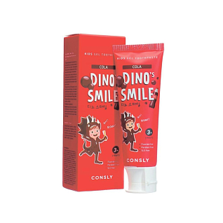 Consly Dinos Smile Д Детская гелевая зубная паста c ксилитом и вкусом колы, 60г