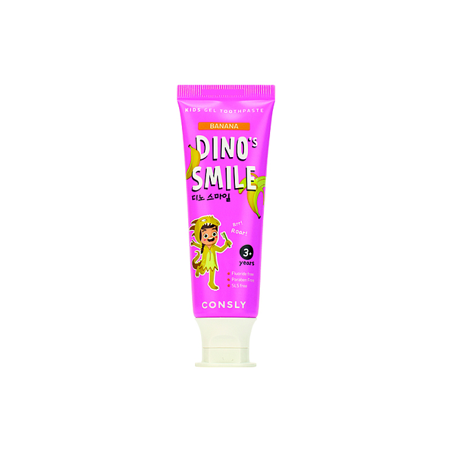 Consly Dinos Smile Д Детская гелевая зубная паста c ксилитом и вкусом банана, 60г