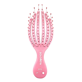 BIO BRUSH Расческа для сухих и влажных волос мини розовый осьминог