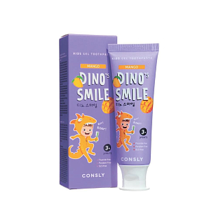 Consly Dinos Smile Д Детская гелевая зубная паста c ксилитом и вкусом манго, 60г