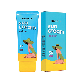Consly Sun Солнцезащитный крем с морским коллагеном spf 50+ pa+++ для нормальной и сухой кожи, 50мл